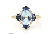14K Yellow Gold, Aquamarine, Blue Sapphire And