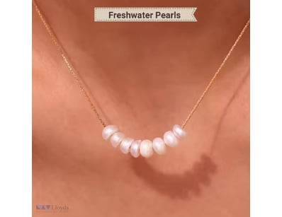 FRESHWATER PEARL NECKLACE WITH GOLD STAINLESS STEE...