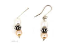 Sterling Silver And Faux Pearl, Drop Earrings.