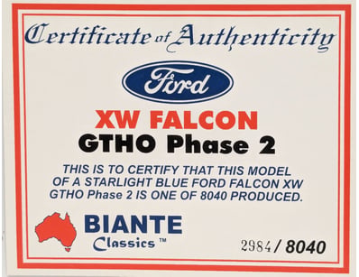 FORD XY FALCON GTHO PHASE 2 STARLIGHT BLUE MODEL 1...