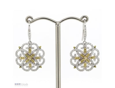 14K WHITE/YELLOW GOLD, FANCY YELLOW DIAMOND AND DI...