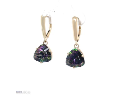 14CT YELLOW GOLD MYSTIC TOPAZ DROP EARRINGS 4.45CT...