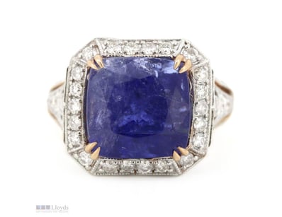 14K ROSE GOLD, 8.35CT TANZANITE AND DIAMOND, ART D...