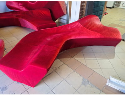 Decorative Multiple Seat Sofa, Velvet Style, Red F...