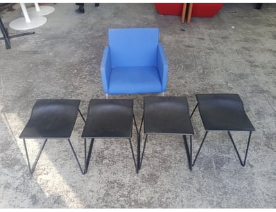 Furniture lot comprising one blue upholstered armc...