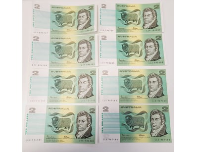 AUSTRALIAN $2 BANKNOTES , R89 (AUNC) 

CV : $76...