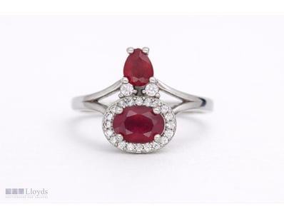 NATURAL BURMESE RUBY RING ON 925 SILVER - WITH CER...