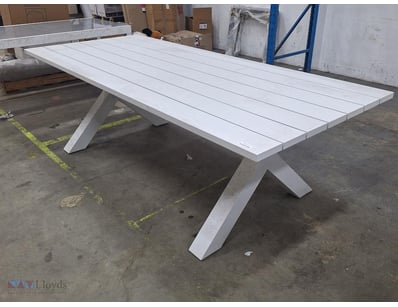 Outdoor Dinning Table, White, Metal, Approximately...