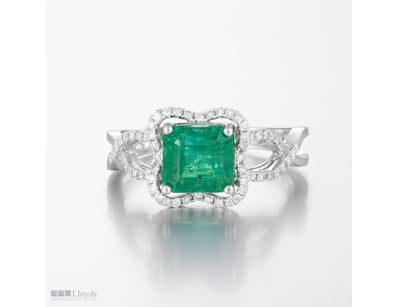 14CT WHITE GOLD ZAMBIAN EMERALD AND DIAMOND DRESS ...