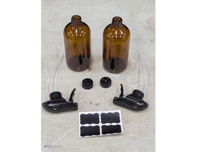 Vintage amber glass apothecary bottle set comprisi...