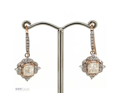 14K ROSE GOLD AND DIAMOND, VINTAGE INSPIRED DROP E...