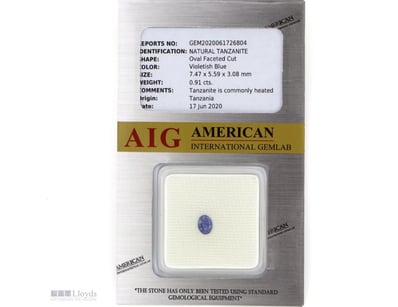 0.91CT CERTIFIED, NATURAL TANZANITE     

Oval Fac...