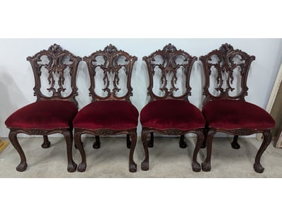 FOUR ORNATE TIMBER DINING CHAIRS

Timber Constru...