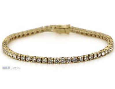 14CT YELLOW GOLD, CHAMPAGNE DIAMOND, TENNIS BRACEL...