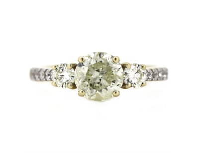 14K YELLOW GOLD AND DIAMOND, CLASSIC TRILOGY RING....