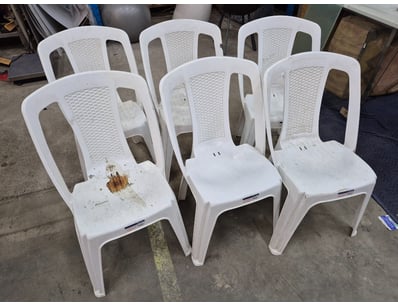 Outdoor Chairs, White, Quantity: 6

SOLD AS LOT
...