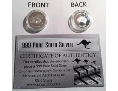 PHAR LAP" 1/10TH OZ (APPROX) 999 PURE SOLID SILVER...