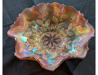 FENTON MARIGOLD HOLLY LEAF PATTERN CARNIVAL GLASS ...