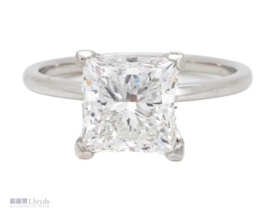 4.02 CARATS PLATINUM PRINCESS DIAMOND SOLITAIRE RI...