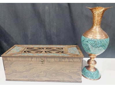 PERSIAN FIROOZEH KOOBI (TURQUOISE INLAY) PEDESTAL ...