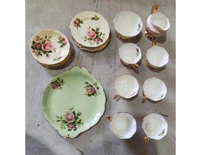 COLLECTION OF FLORAL-DECORATED GLASSWARE, INCLUDIN...
