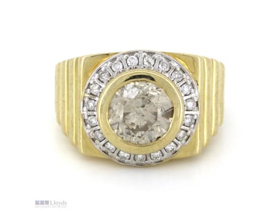 14K YELLOW GOLD, CHAMPAGNE DIAMOND AND DIAMOND, GE...