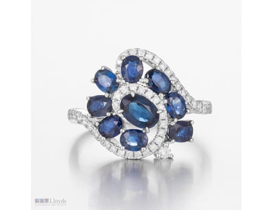 14CT WHITE GOLD AUSTRALIAN BLUE SAPPHIRE AND DIAMO...