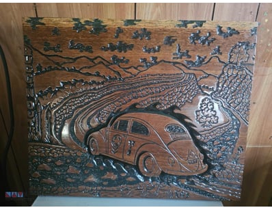 Handcrafted wooden carvings featuring 1 x Beetle &...