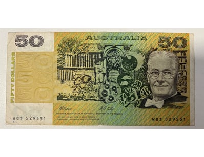 AUSTRALIAN $50 BANKNOTE, R513B (VF)

CV: $75

...