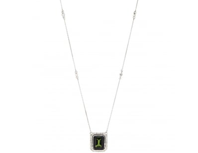 14K WHITE GOLD, GREEN TOURMALINE AND DIAMOND, HALO...