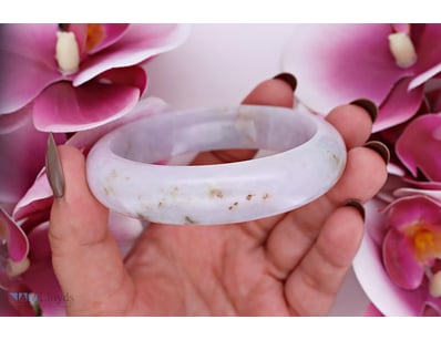 NATURAL BURMESE JADE BANGLE ON 925 SILVER - WITH C...