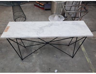 Hall Table With Marble Style, Black & White Finish...