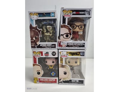LOT OF FOUR FUNKO POP VINYL FIGURES - AQUAMAN, BIG...