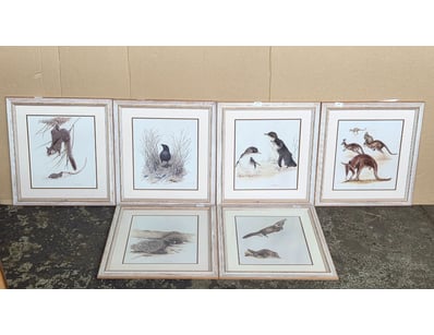 Exceptional limited edition set of six framed wild...