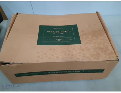 Box of oval cast iron double Dutch oven pots.

SOL...