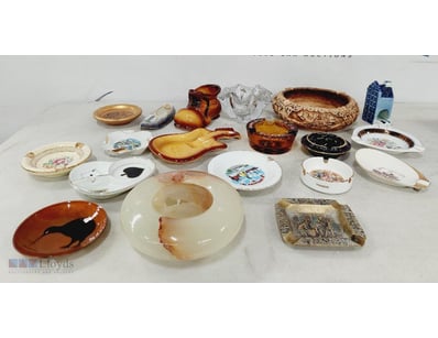 ASSORTED ASHTRAYS INCLUDING, METAL RELIEF-DUTCH-18...