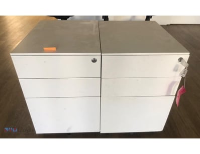 Steel mobile drawer pedestals, White. Qty 2