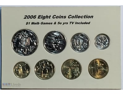 2006  EIGHT COINS COLLECTION  TRIO $1 MELB. GAMES,...