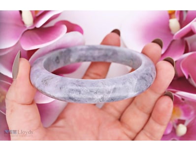 NATURAL BURMESE JADE BANGLE ON 925 SILVER - WITH C...