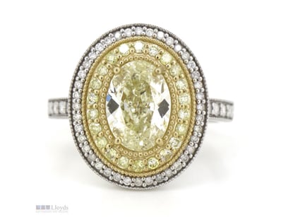 14K WHITE/YELLOW GOLD, FANCY YELLOW DIAMOND AND DI...