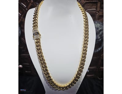 CUBAN  GOLD PLATED  STAINLESS STEEL    CHAIN-66CM-...