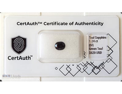 CERTIFIED 1.24CT NATURAL GREEN TEAL SAPPHIRE (CORU...