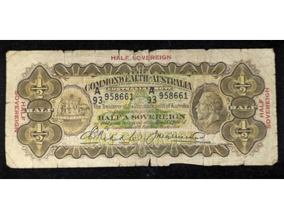 COMMONWEALTH OF AUSTRALIA HALF SOVEREIGN BANKNOTE...