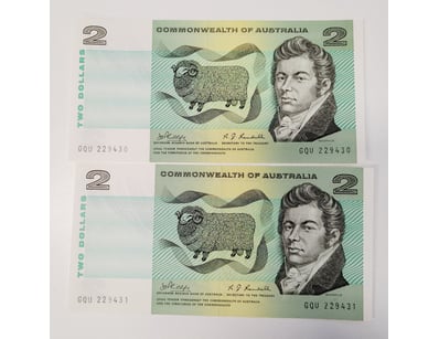 AUSTRALIAN $2 BANKNOTES R83 (AUNC)

CV : $100
...