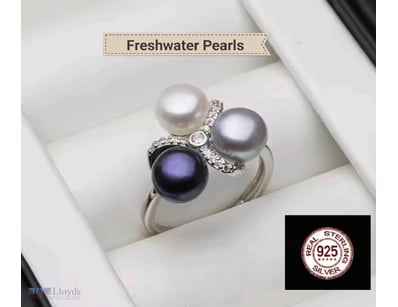 925 SILVER ADJUSTABLE RING WITH 3 FRESHWATER PEARL...