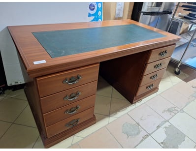 Desk With Drawers, Timber Style, Brown Finish 

...