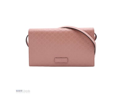 GUCCI PINK MICRO GUCCISSIMA LEATHER WALLET CROSSBO...