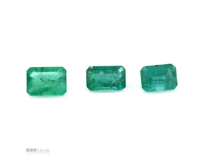 4.01CT TSW X 3 NATURAL ZAMBIAN EMERALD, EMERALD CU...