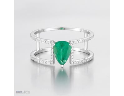 14CT WHITE GOLD COLOMBIAN EMERALD AND DIAMOND DRES...