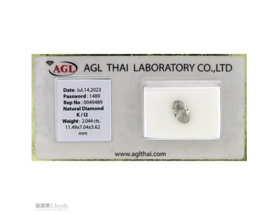 2.044CT CERTIFIED, NATURAL DIAMOND     

Oval Bril...